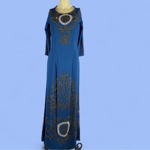 Elegant Blue Embellished Dress